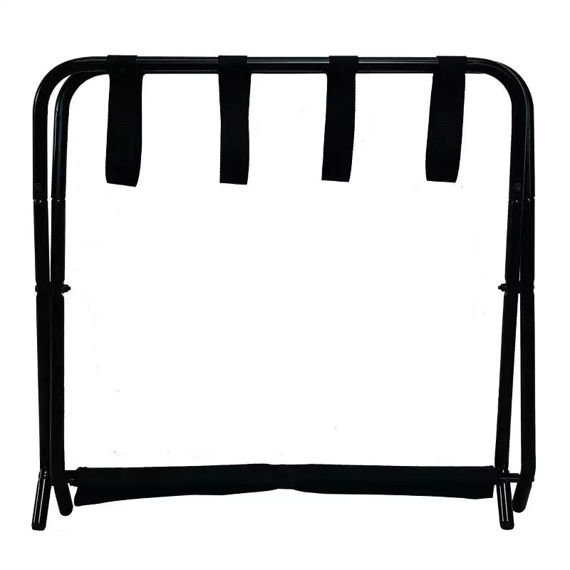 Folding Luggage Rack, Stylish Suitcase Stand With Storage Shelf, Black