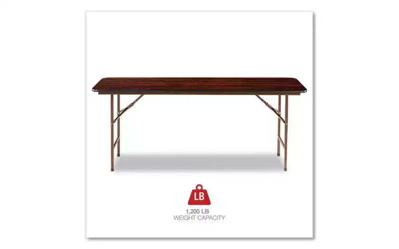 Alera Wood Folding Table, Rectangular, 71.88w x 17.75d x 29.13h, Mahogany