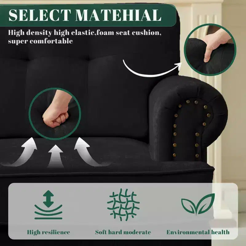 Chenille 3-Pieces Living Room Sofa Set with 3-Seat Couch, 2-Seat Loveseat, Single Sofa Chair