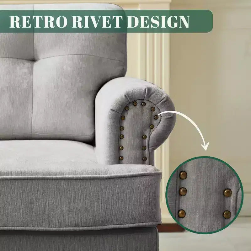 Chenille 3-Pieces Living Room Sofa Set with 3-Seat Couch, 2-Seat Loveseat, Single Sofa Chair