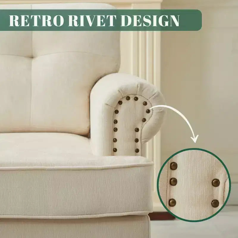 Chenille 3-Pieces Living Room Sofa Set with 3-Seat Couch, 2-Seat Loveseat, Single Sofa Chair