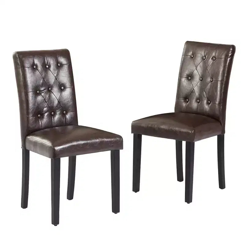 Upholstered Dining Chairs Set of 2/4/6 Button Tufted High Back Chairs Padded Seat & Rubber Wooden Legs, Coffee/Beige/Gray