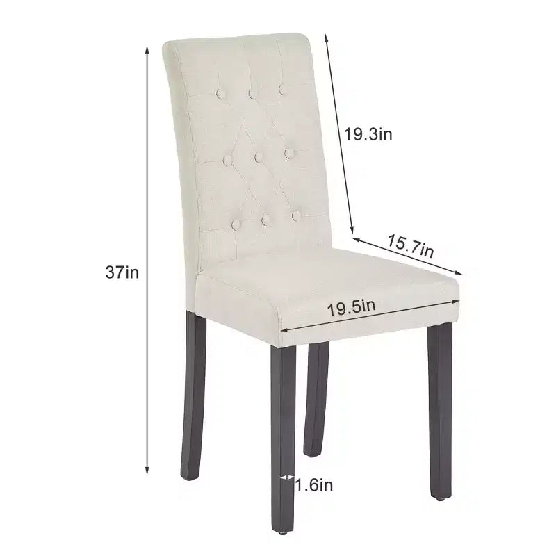 Upholstered Dining Chairs Set of 2/4/6 Button Tufted High Back Chairs Padded Seat & Rubber Wooden Legs, Coffee/Beige/Gray