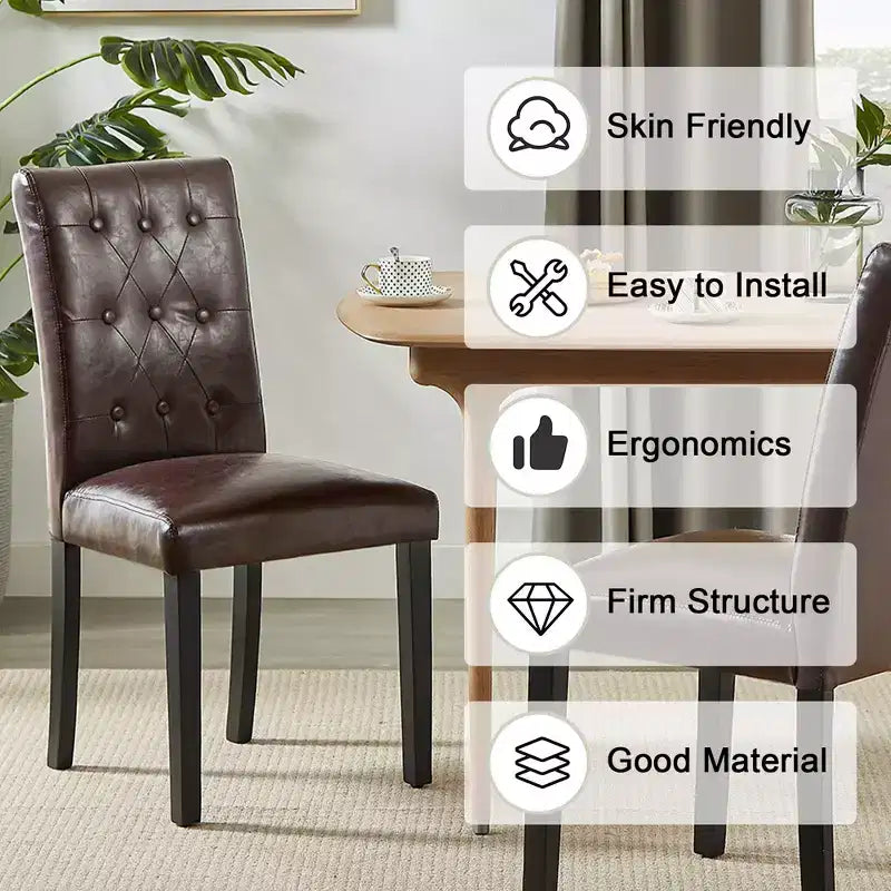 Upholstered Dining Chairs Set of 2/4/6 Button Tufted High Back Chairs Padded Seat & Rubber Wooden Legs, Coffee/Beige/Gray