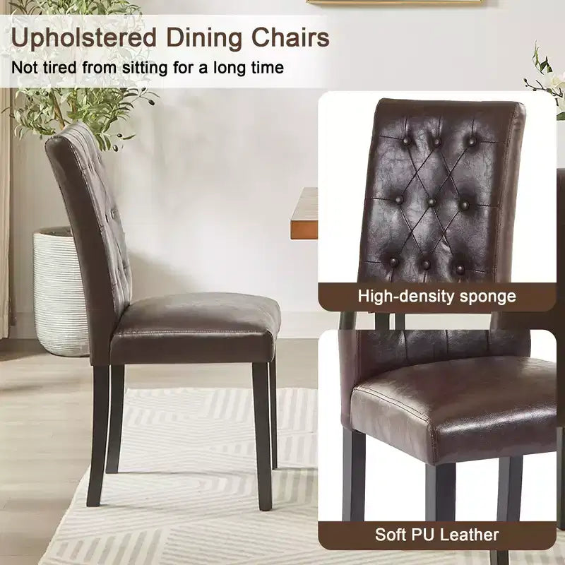 Upholstered Dining Chairs Set of 2/4/6 Button Tufted High Back Chairs Padded Seat & Rubber Wooden Legs, Coffee/Beige/Gray