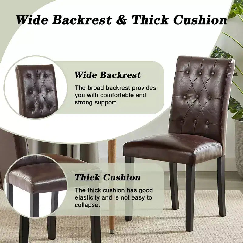 Upholstered Dining Chairs Set of 2/4/6 Button Tufted High Back Chairs Padded Seat & Rubber Wooden Legs, Coffee/Beige/Gray