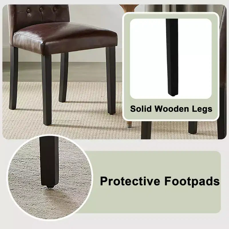 Upholstered Dining Chairs Set of 2/4/6 Button Tufted High Back Chairs Padded Seat & Rubber Wooden Legs, Coffee/Beige/Gray