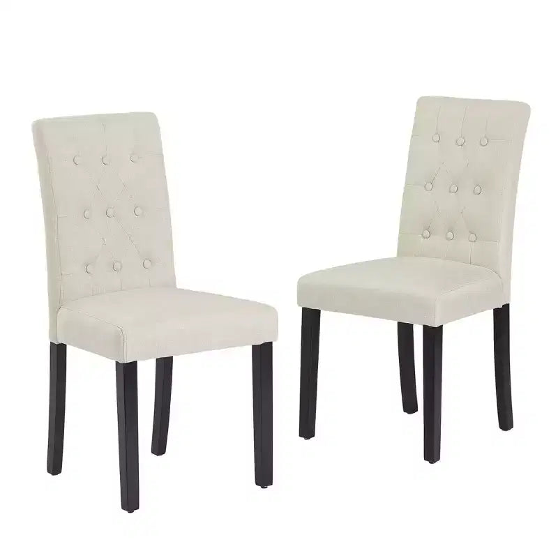 Upholstered Dining Chairs Set of 2/4/6 Button Tufted High Back Chairs Padded Seat & Rubber Wooden Legs, Coffee/Beige/Gray