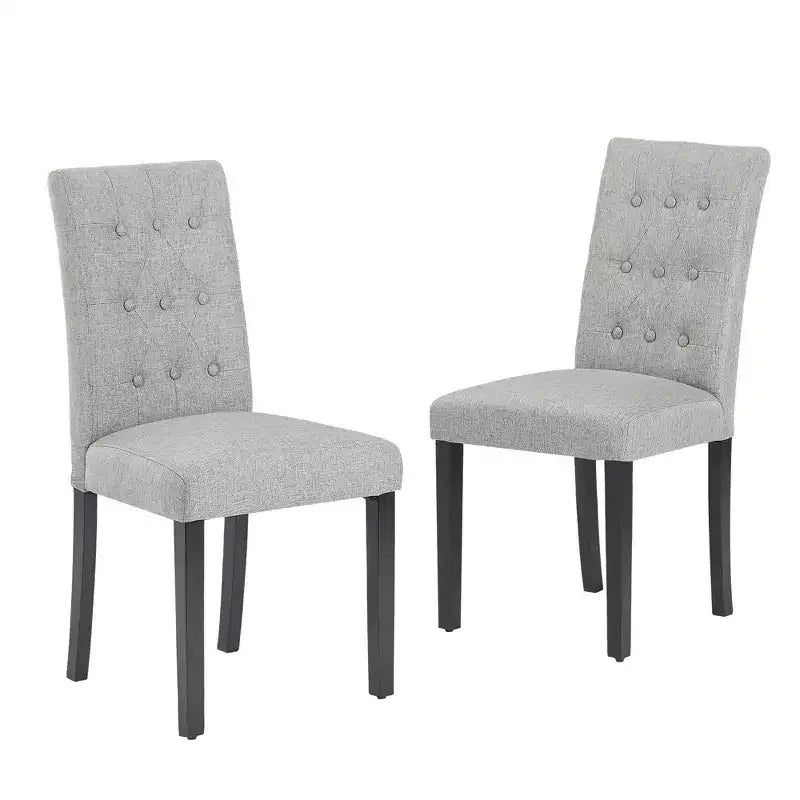 Upholstered Dining Chairs Set of 2/4/6 Button Tufted High Back Chairs Padded Seat & Rubber Wooden Legs, Coffee/Beige/Gray
