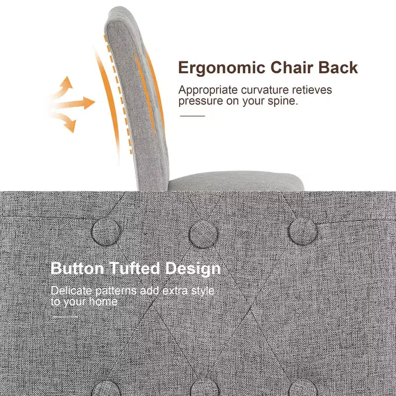 Upholstered Dining Chairs Set of 2/4/6 Button Tufted High Back Chairs Padded Seat & Rubber Wooden Legs, Coffee/Beige/Gray