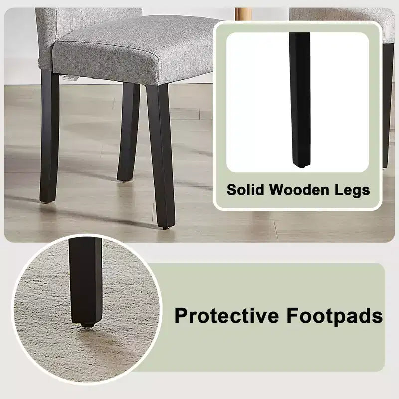 Upholstered Dining Chairs Set of 2/4/6 Button Tufted High Back Chairs Padded Seat & Rubber Wooden Legs, Coffee/Beige/Gray