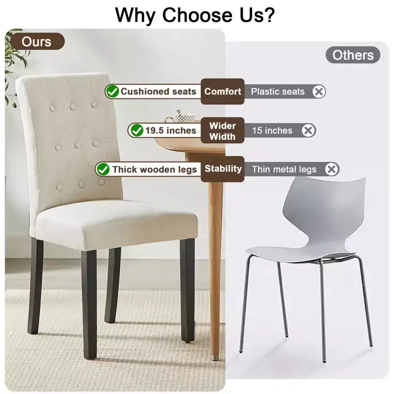 Upholstered Dining Chairs Set of 2/4/6 Button Tufted High Back Chairs Padded Seat & Rubber Wooden Legs, Coffee/Beige/Gray