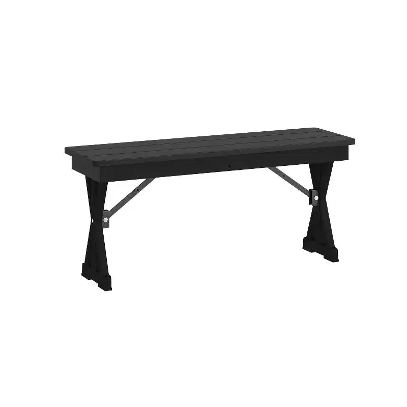 40 x 12 Black Wash Commercial Antique Solid Pine Farmhouse Folding Bench with Foldable Locking X-Legs