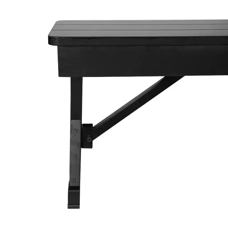 40 x 12 Black Wash Commercial Antique Solid Pine Farmhouse Folding Bench with Foldable Locking X-Legs