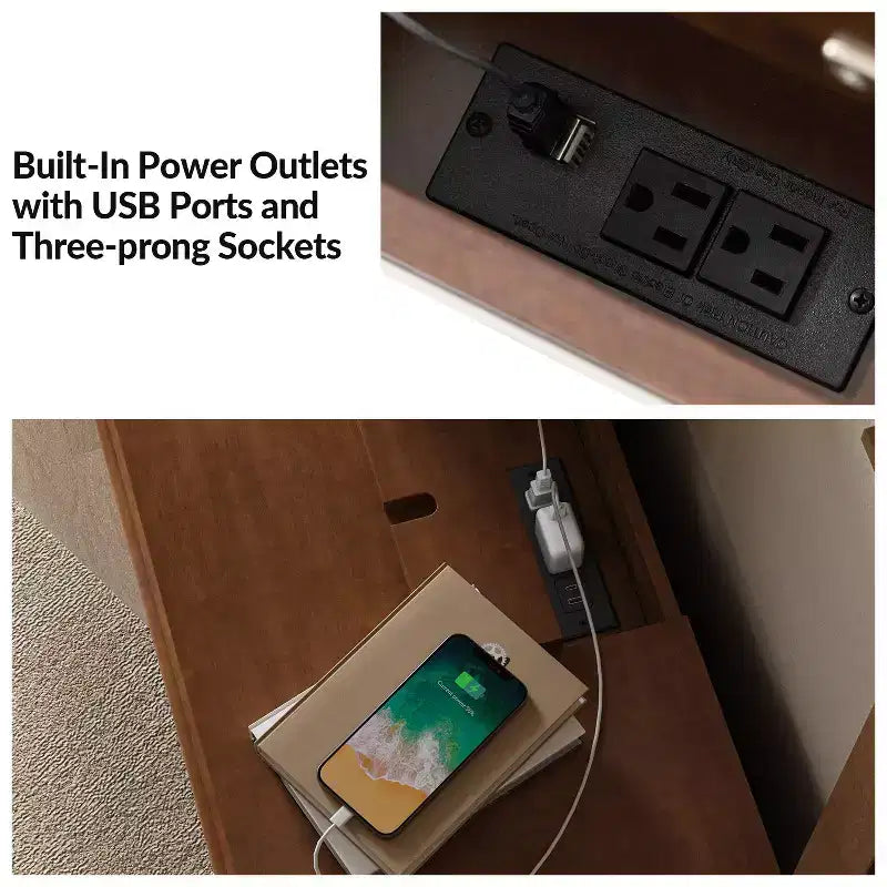 3-Drawer End Table with Built-In Outlets