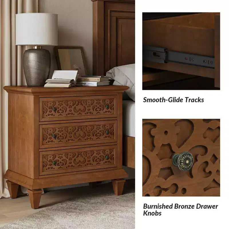 3-Drawer End Table with Built-In Outlets