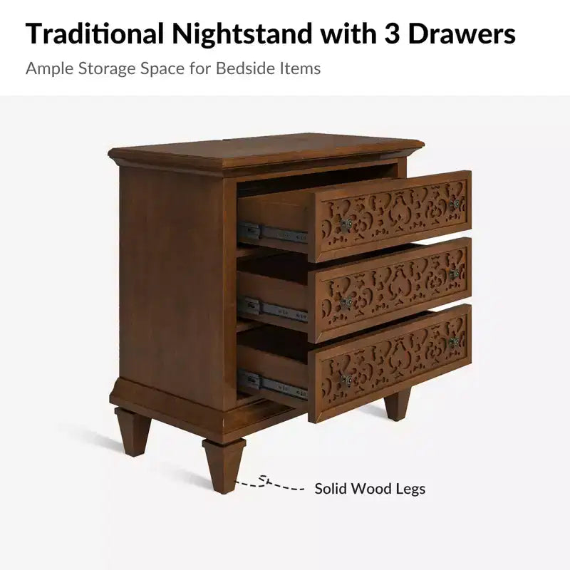 3-Drawer End Table with Built-In Outlets