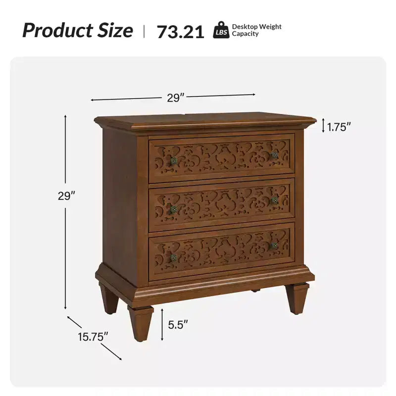 3-Drawer End Table with Built-In Outlets