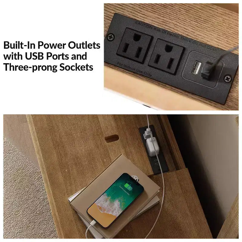 3-Drawer End Table with Built-In Outlets