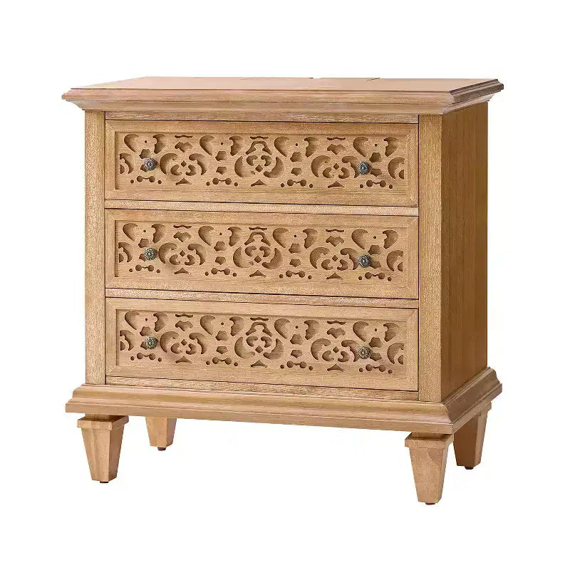 3-Drawer End Table with Built-In Outlets