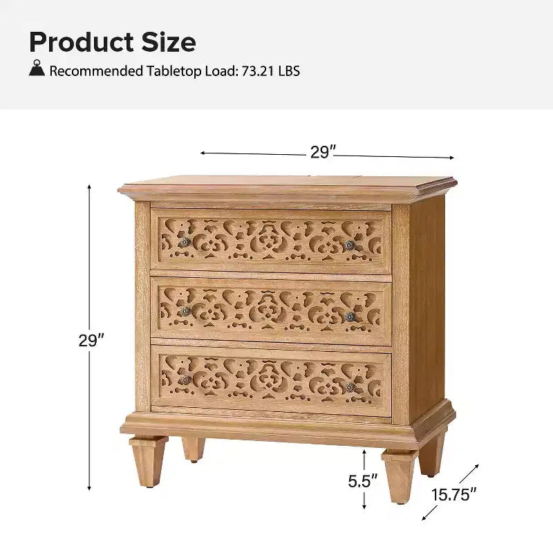 3-Drawer End Table with Built-In Outlets