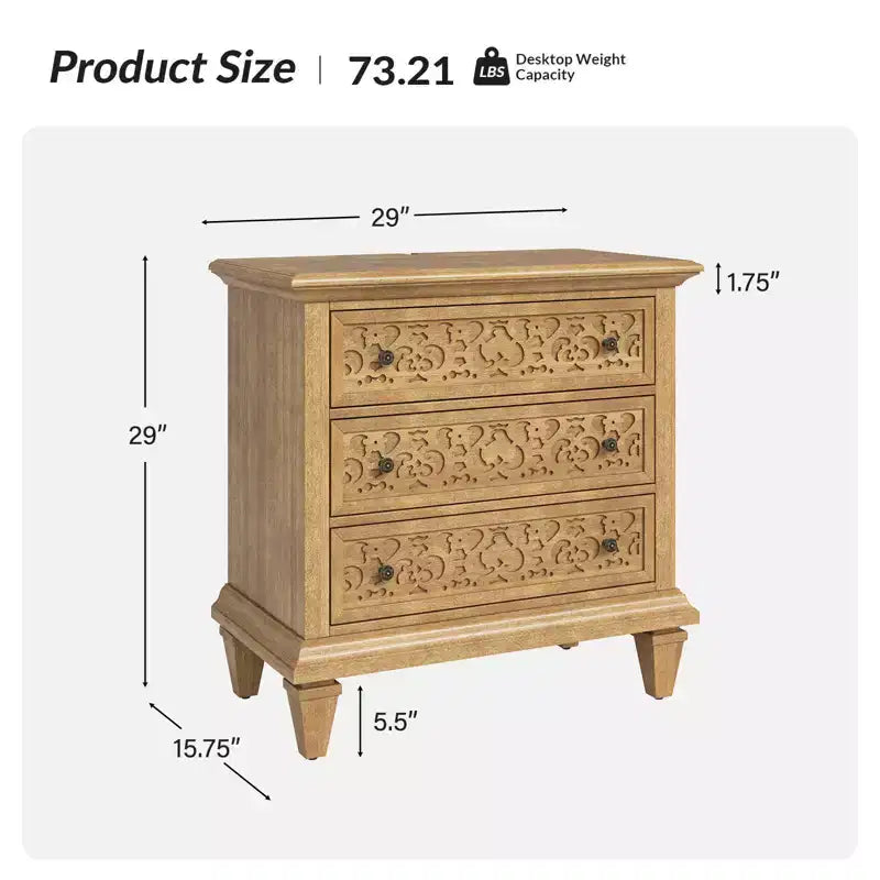 3-Drawer End Table with Built-In Outlets