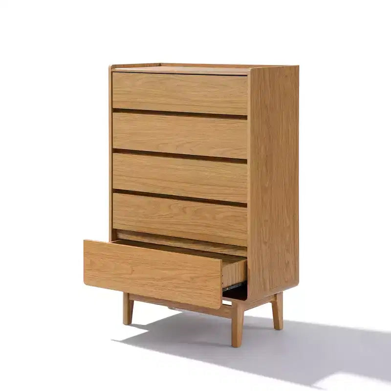Mid-Century Modern Engineered Wood 48.5-Inch Tall 5-Drawer Bachelor Chest, Brown