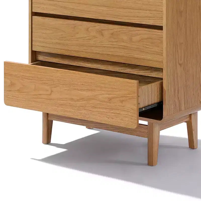 Mid-Century Modern Engineered Wood 48.5-Inch Tall 5-Drawer Bachelor Chest, Brown