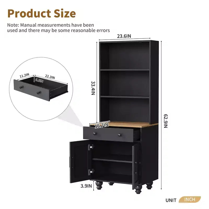 Farmhouse Wood Gourd-Shaped Legs Storage Cabinet with Adjustable Shelves