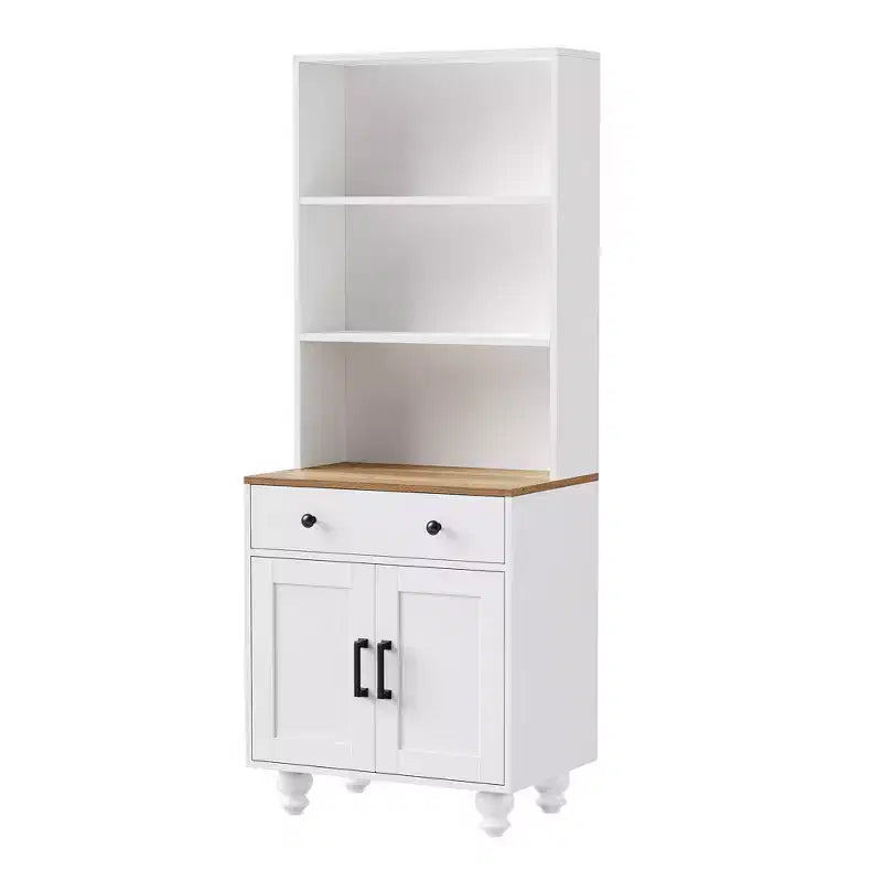 Farmhouse Wood Gourd-Shaped Legs Storage Cabinet with Adjustable Shelves