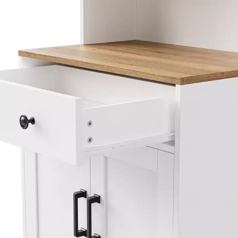 Farmhouse Wood Gourd-Shaped Legs Storage Cabinet with Adjustable Shelves