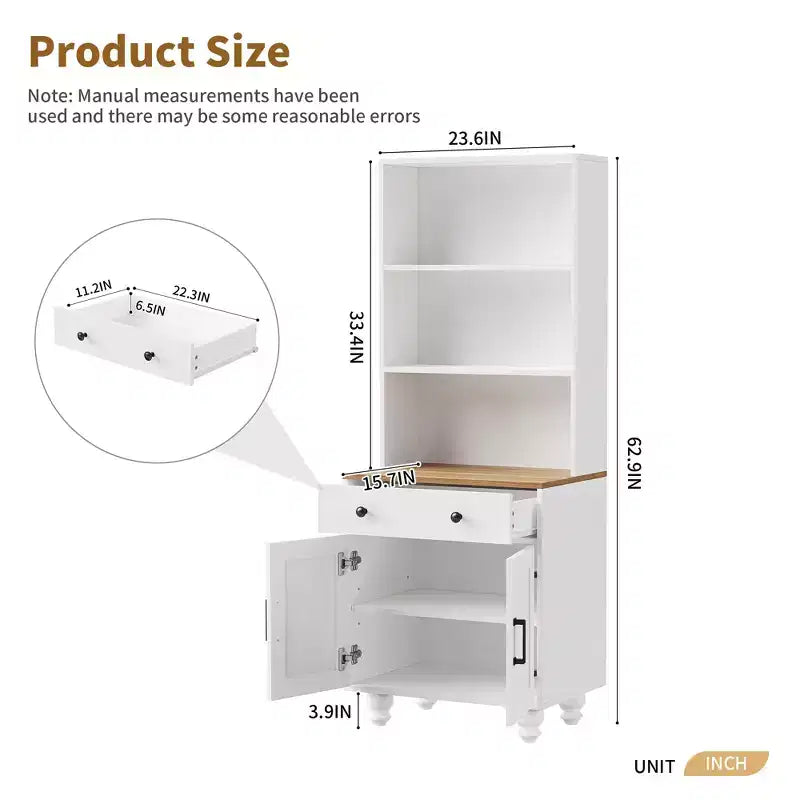 Farmhouse Wood Gourd-Shaped Legs Storage Cabinet with Adjustable Shelves