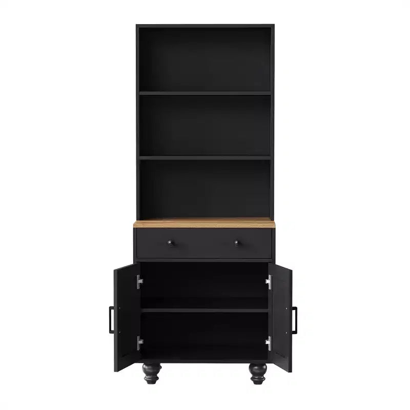 Farmhouse Wood Gourd-Shaped Legs Storage Cabinet with Adjustable Shelves