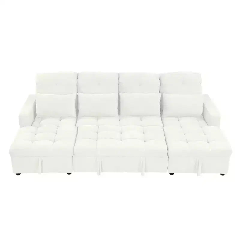 110.2W Oversized U-Shaped Sectional Sofa, Pull-Out Sofa Bed with Double Storage Chaise Lounges and 2 USB Ports - ModernLuxe