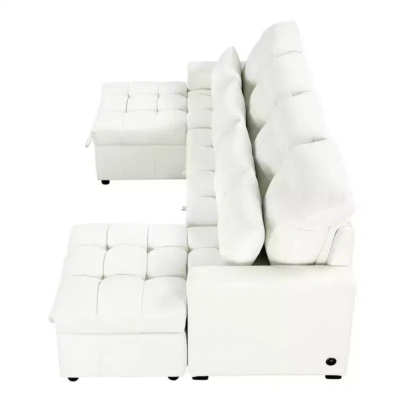 110.2W Oversized U-Shaped Sectional Sofa, Pull-Out Sofa Bed with Double Storage Chaise Lounges and 2 USB Ports - ModernLuxe