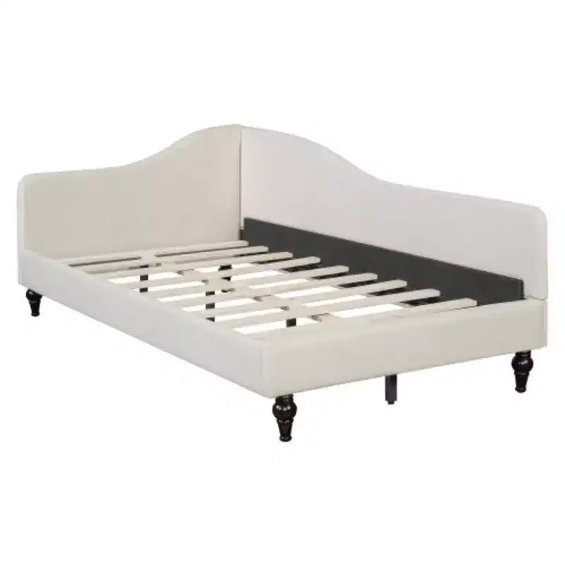 Twin Size L-Shaped Linen Daybed, with Solid Wood Legs