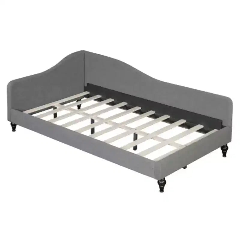 Twin Size L-Shaped Linen Daybed, with Solid Wood Legs