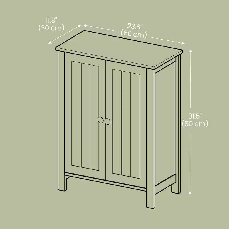Freestanding Floor Storage Cabinet with 2 Adjustable Shelves, 23.6 Inch Wide Organizer for Bathroom Living Room, White