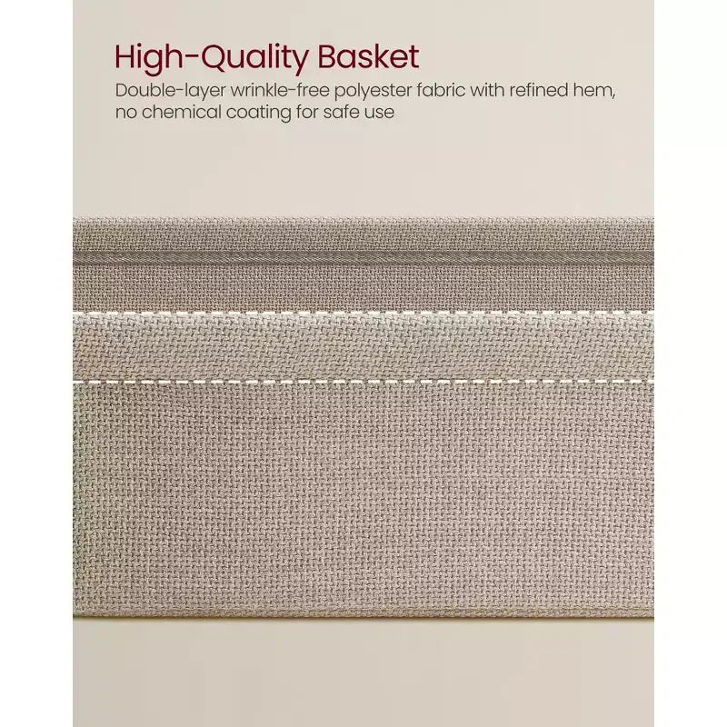 Modern Nightstand with Fabric Basket Small Bedside Table, End Table, Rectangular Side Table for Living Room, Bedroom Matte White and Camel Brown