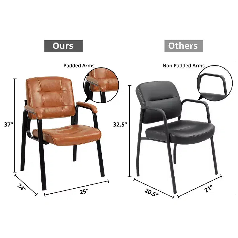 Faux Leather Guest Chair Sled Base Office Visitor Seating Set of 2/4/6/8