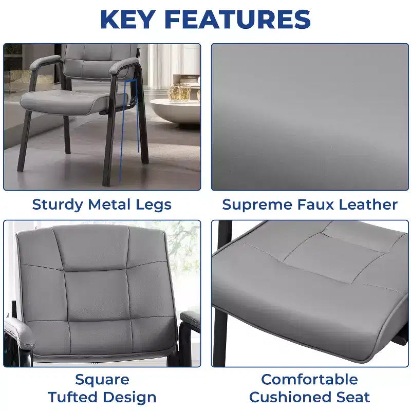 Faux Leather Guest Chair Sled Base Office Visitor Seating Set of 2/4/6/8