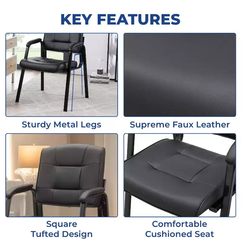 Faux Leather Guest Chair Sled Base Office Visitor Seating Set of 2/4/6/8