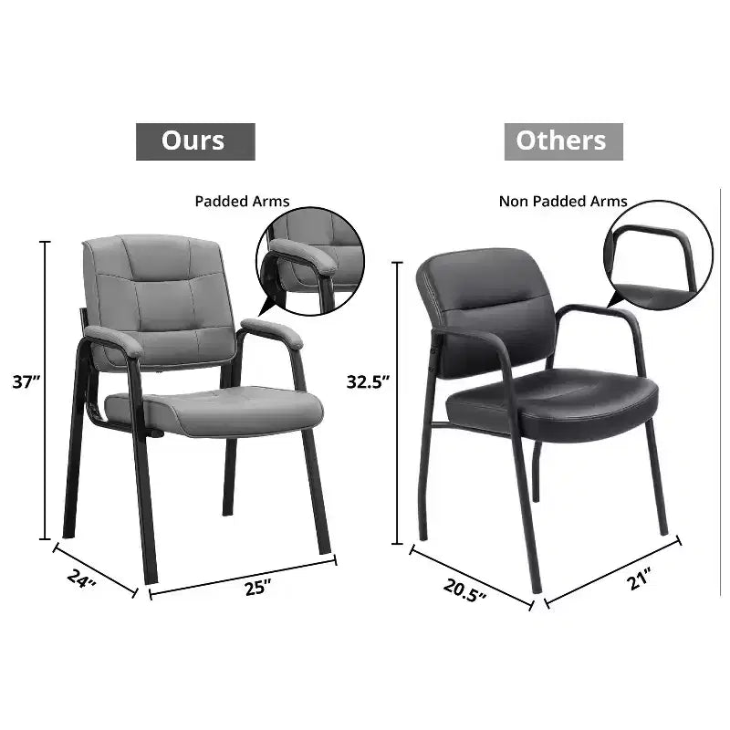 Faux Leather Guest Chair Sled Base Office Visitor Seating Set of 2/4/6/8