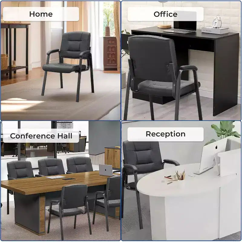Faux Leather Guest Chair Sled Base Office Visitor Seating Set of 2/4/6/8