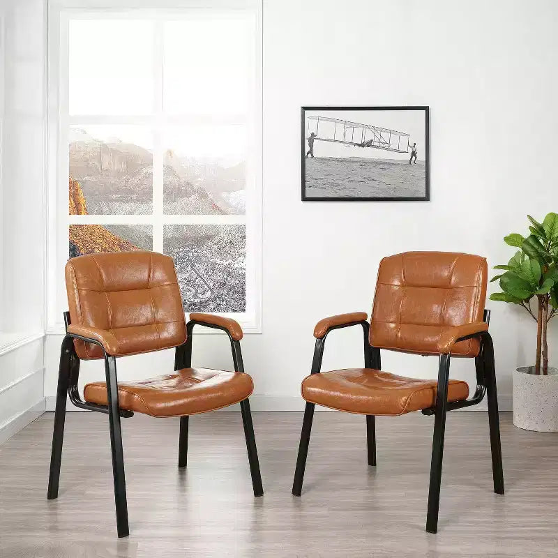 Faux Leather Guest Chair Sled Base Office Visitor Seating Set of 2/4/6/8