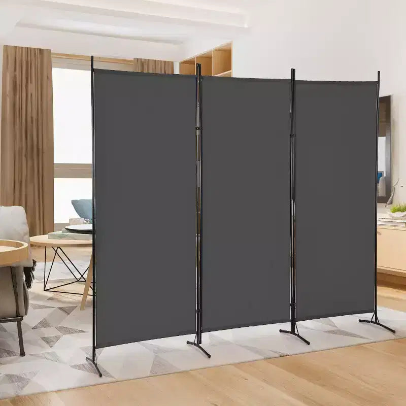 Versatile 3-Panel Room Divider Folding Privacy Screen with Metal Frame Space Separator