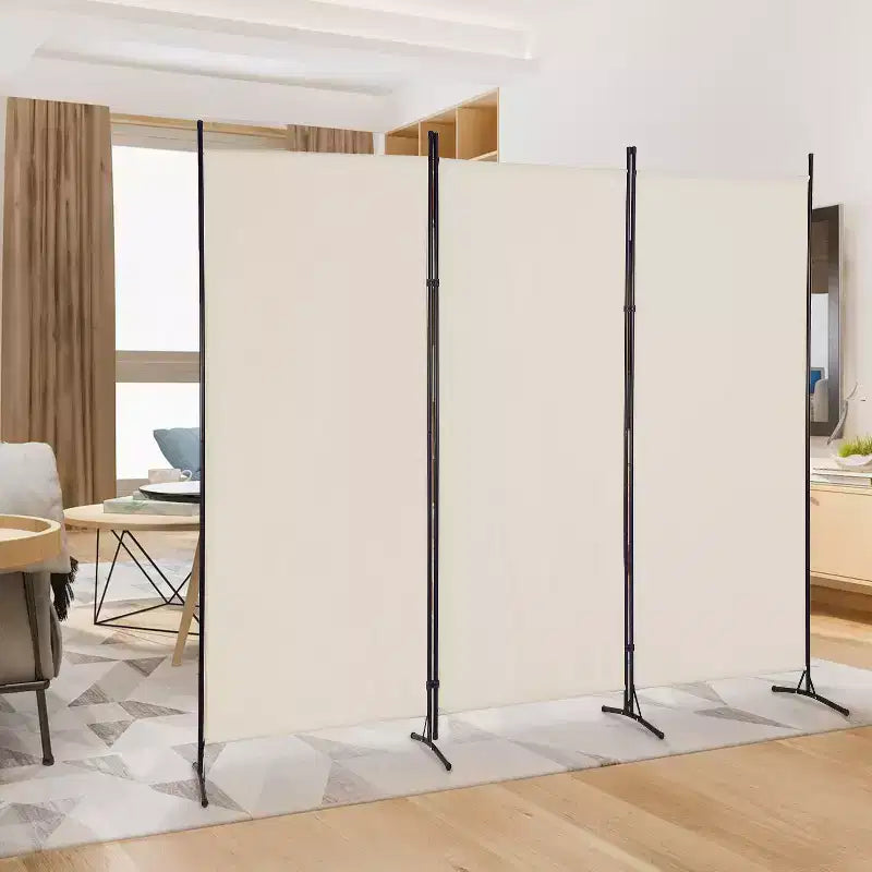 Versatile 3-Panel Room Divider Folding Privacy Screen with Metal Frame Space Separator
