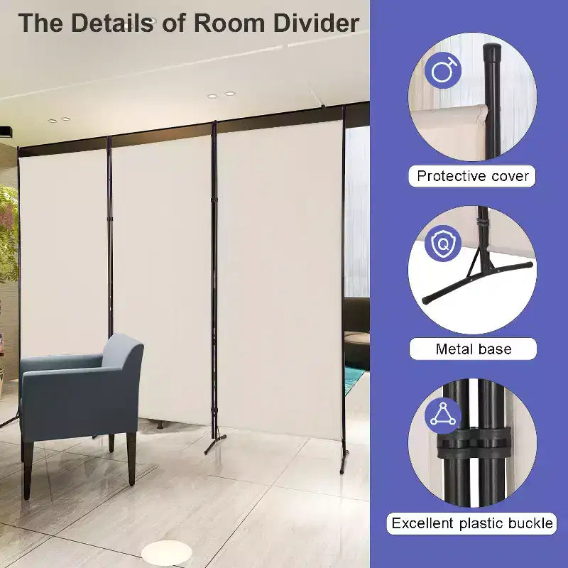 Versatile 3-Panel Room Divider Folding Privacy Screen with Metal Frame Space Separator