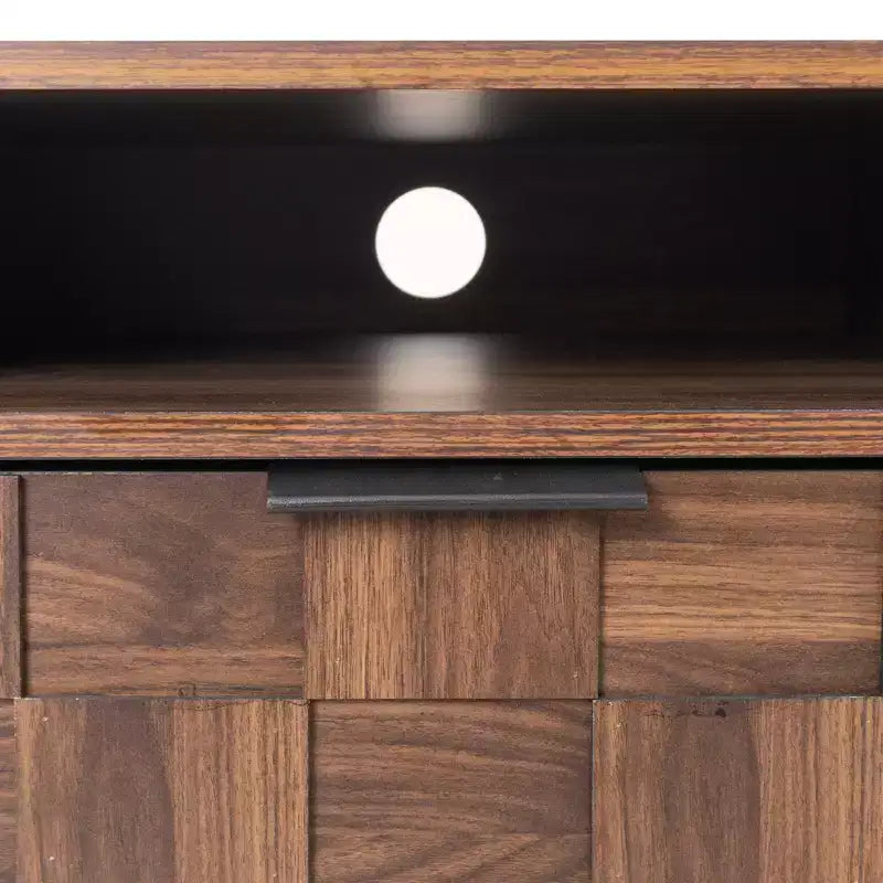 Mid Century TV Stand with 2 Drawers, Media Console Table for TVs up to 85", Entertainment Center with 2 Storage Cabinets, Dark Brown