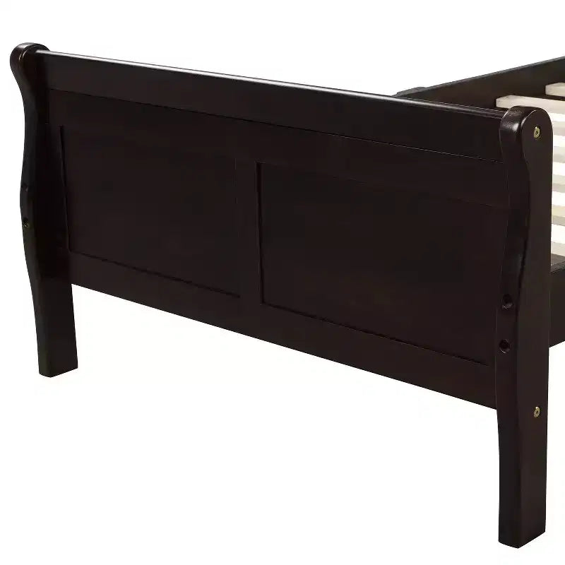Wood Platform Bed Frame with Sleigh Design, Headboard, Footboard, and Sturdy Slat Support